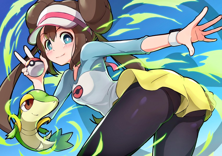 rosa and snivy (pokemon and 2 more) drawn by miu_(angelo_whitechoc)