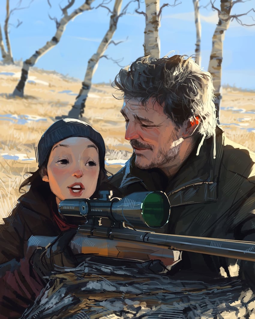 ellie and joel (the last of us) drawn by sam_yang