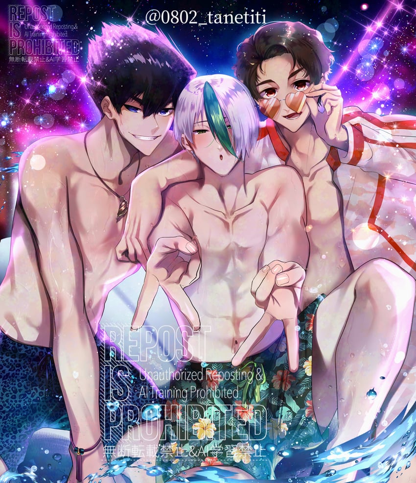 karasu tabito, otoya eita, and yukimiya kenyu (blue lock) drawn by ibuki_haruhi