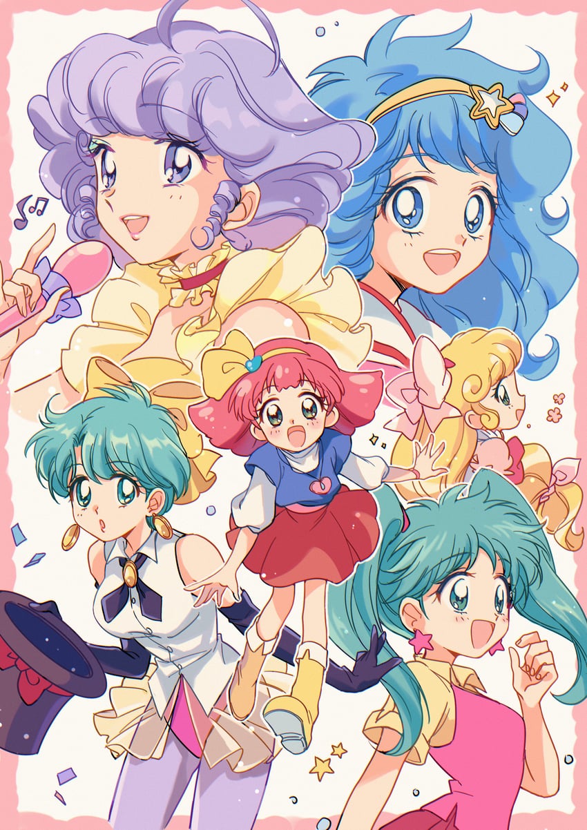 morisawa yuu, creamy mami, minky momo, kazuki mai, persia, and 3 more (mahou no tenshi creamy mami and 5 more) drawn by suzuki_(2red_moon3)