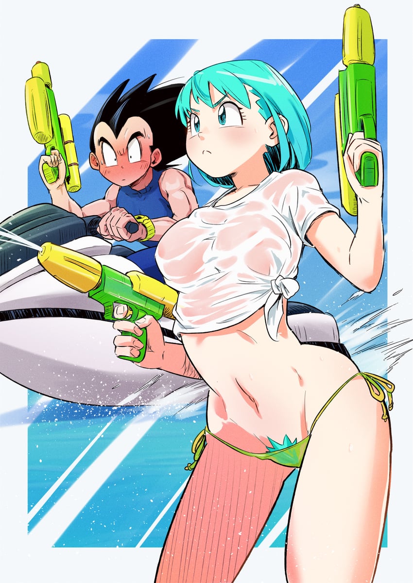 vegeta and bulma (dragon ball and 1 more) drawn by yuichi_ishikawa