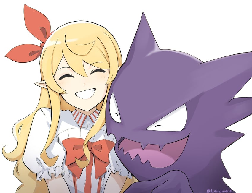 pomu rainpuff and haunter (pokemon and 2 more) drawn by lendivere