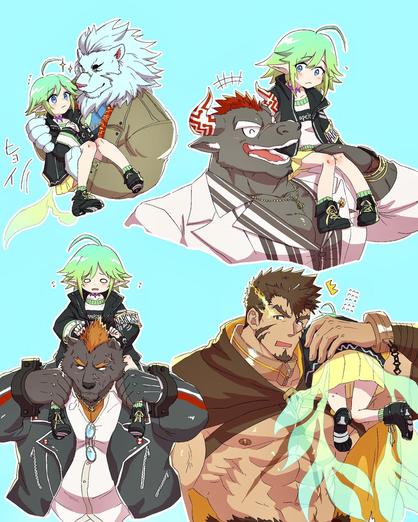 snow, heracles, gyumao, barguest, and echo (tokyo afterschool summoners) drawn by fle0423