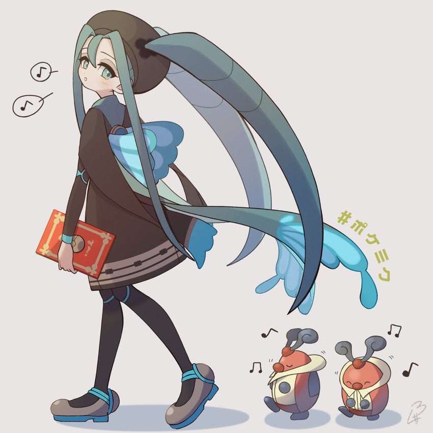 hatsune miku, bug miku, and kricketot (pokemon and 2 more) drawn by noi_(noi_pk27)