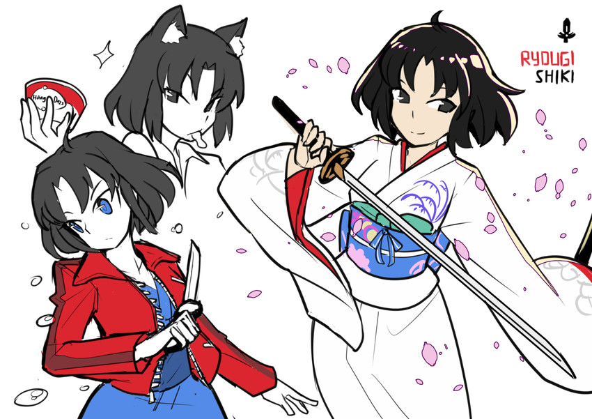 ryougi shiki and void shiki (fate and 2 more) drawn by sen-jou