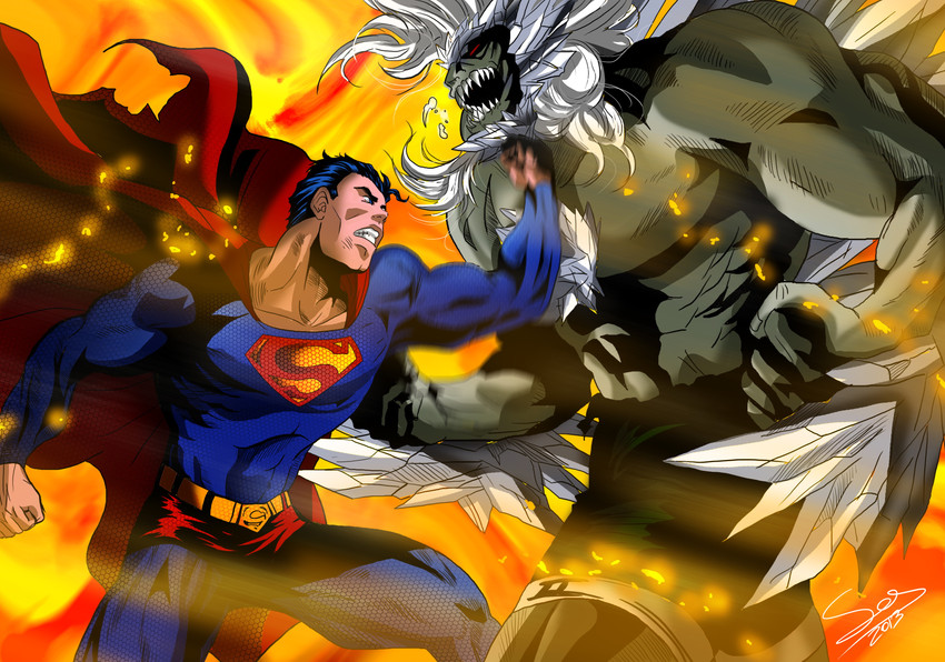 superman and doomsday (dc comics and 1 more) drawn by sersiso