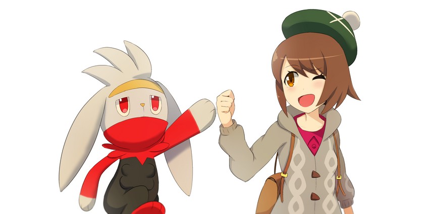 gloria and raboot (pokemon and 1 more) drawn by a-kiraa_(whisper)