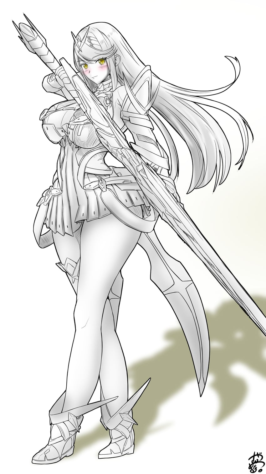 mythra (xenoblade chronicles and 1 more) drawn by gan-metal