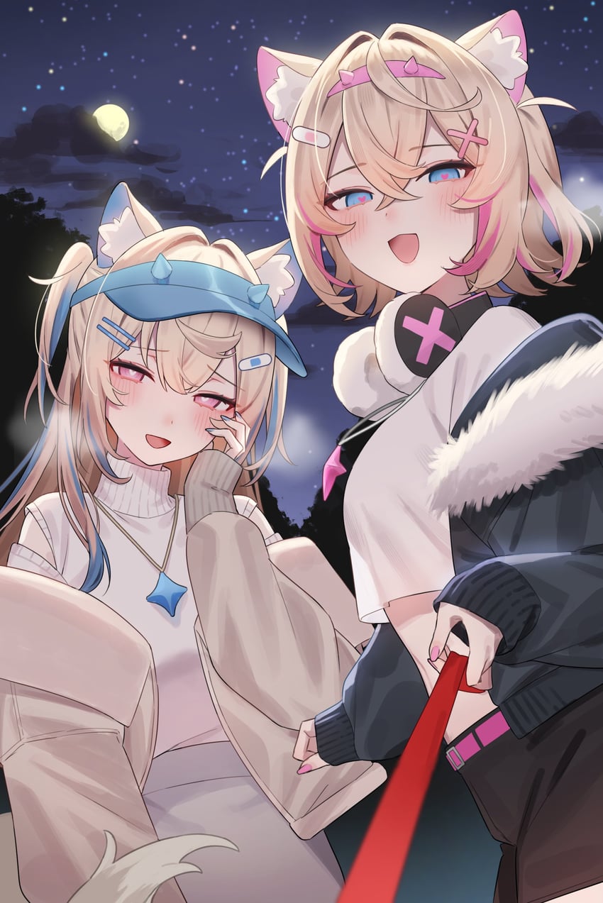 fuwawa abyssgard and mococo abyssgard (hololive and 1 more) drawn by aotake_iro