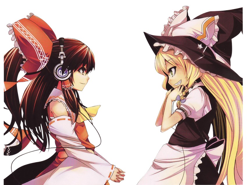 hakurei reimu and kirisame marisa (touhou) drawn by nirai_kanai