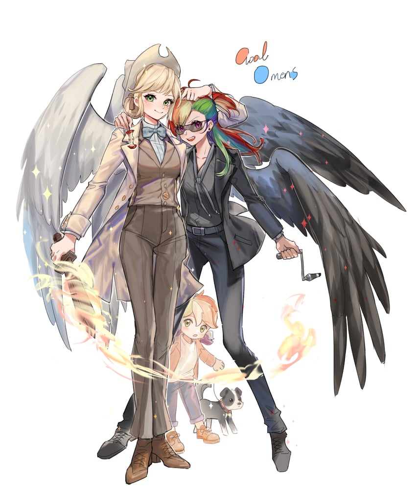 rainbow dash and applejack (my little pony and 3 more) drawn by kewoshixiaodaia