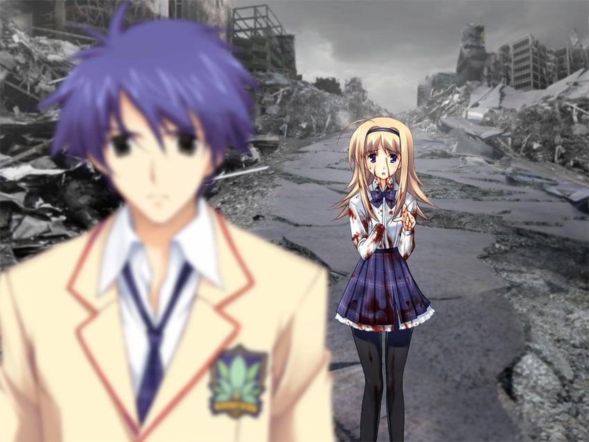 nishijou nanami and nishijou takumi (chaos;head) drawn by matsuo_yukihiro