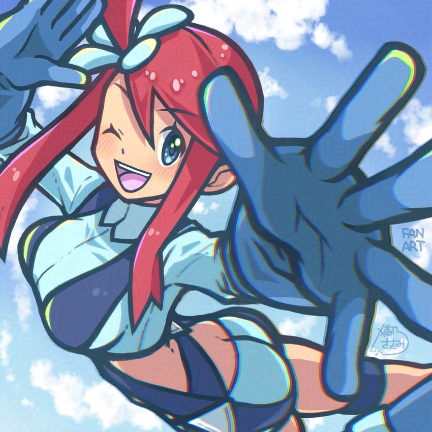 skyla (pokemon and 1 more) drawn by sasami_642