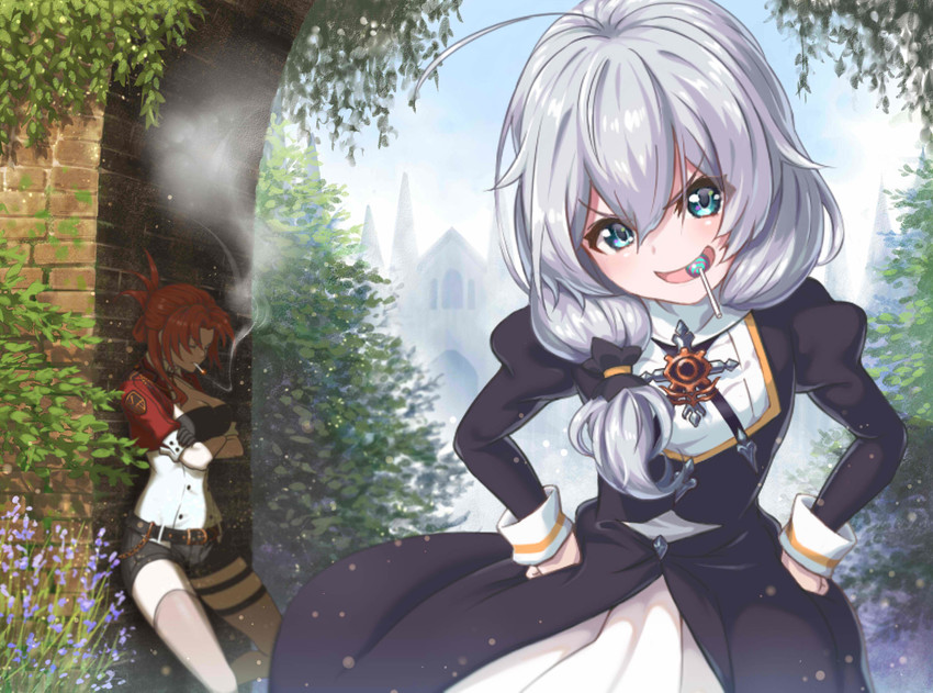 theresa apocalypse and murata himeko (honkai and 1 more) drawn by high_lan