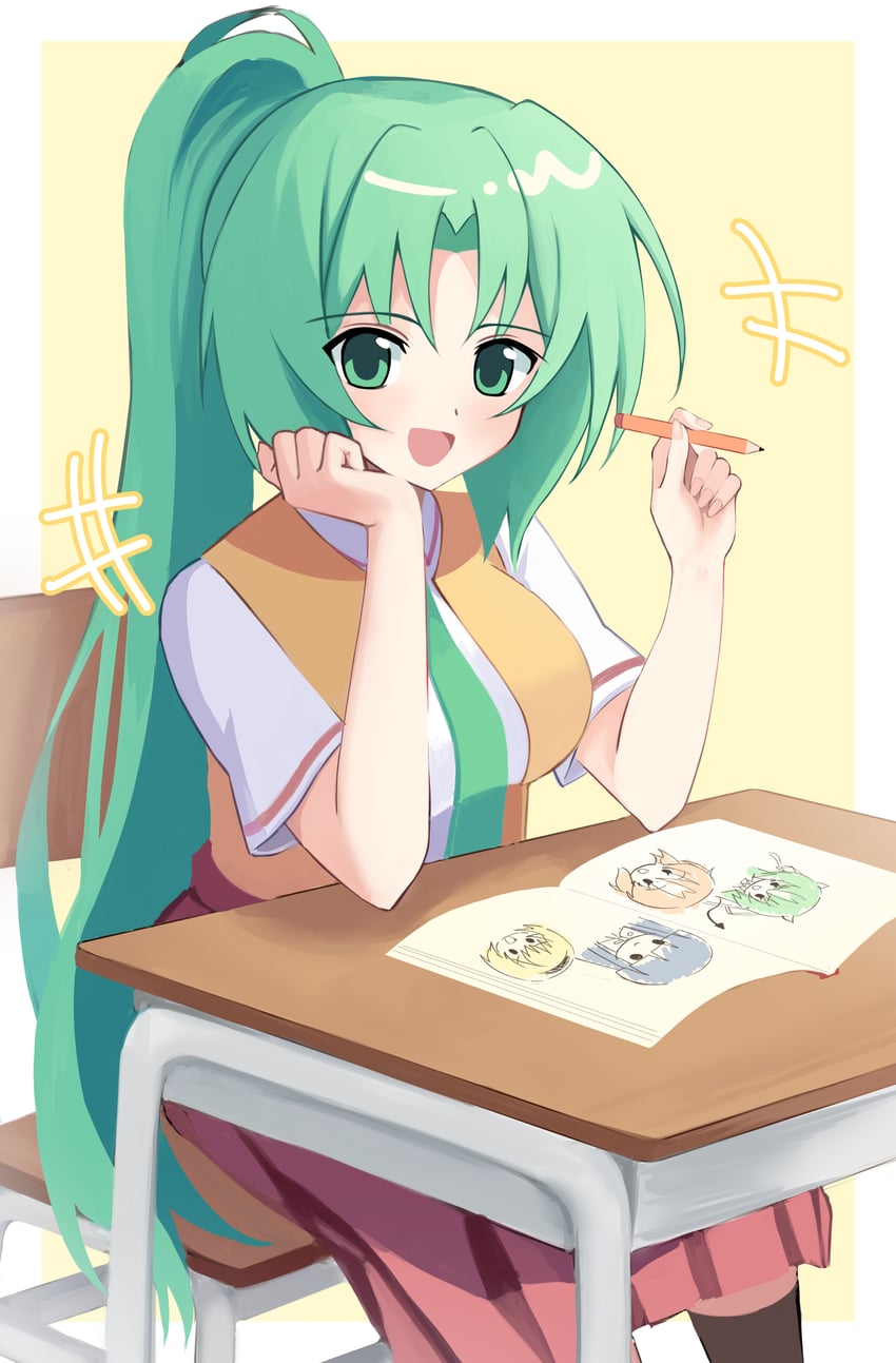 furude rika, ryuuguu rena, houjou satoko, sonozaki mion, and sonozaki shion (higurashi no naku koro ni) drawn by nyako_(x_nyako_x)