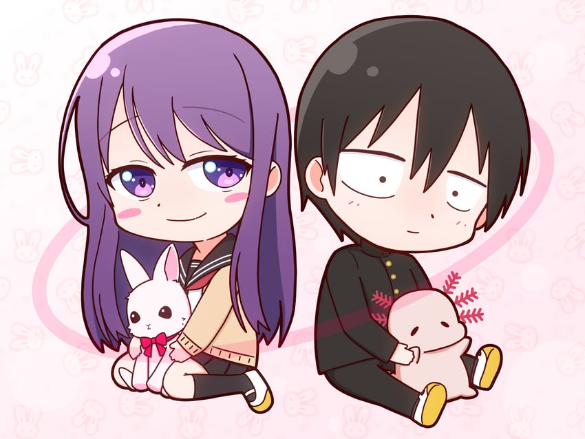 kubo nagisa and shiraishi junta (kubo-san wa mob wo yurusanai) drawn by oriri