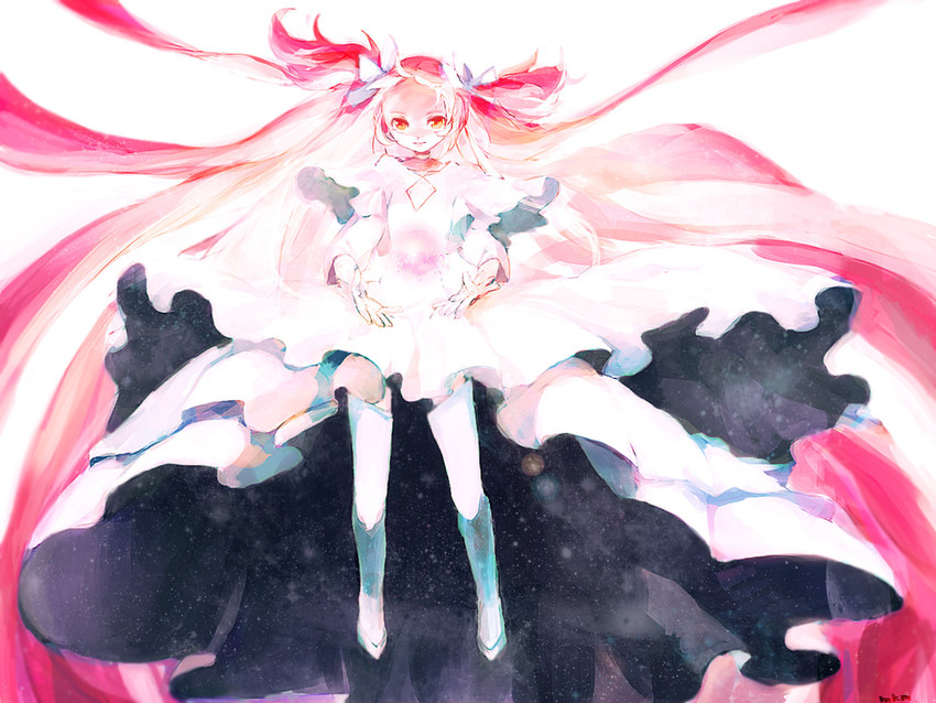 kaname madoka and ultimate madoka (mahou shoujo madoka magica) drawn by mkm
