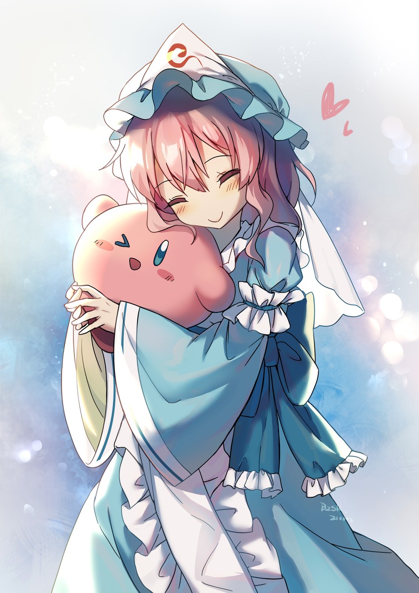 saigyouji yuyuko and kirby (touhou and 1 more) drawn by baozishark