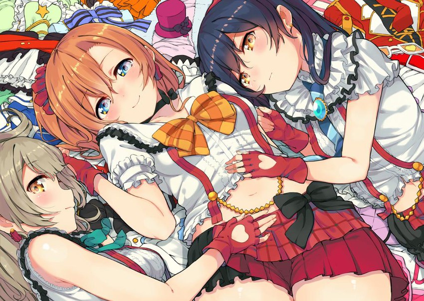 sonoda umi, minami kotori, and kosaka honoka (love live! and 1 more) drawn by haruken
