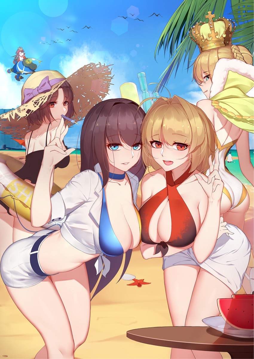 artoria pendragon, nero claudius, arcueid brunestud, oda nobunaga, ryougi shiki, and 2 more (fate and 4 more) drawn by langya_beike