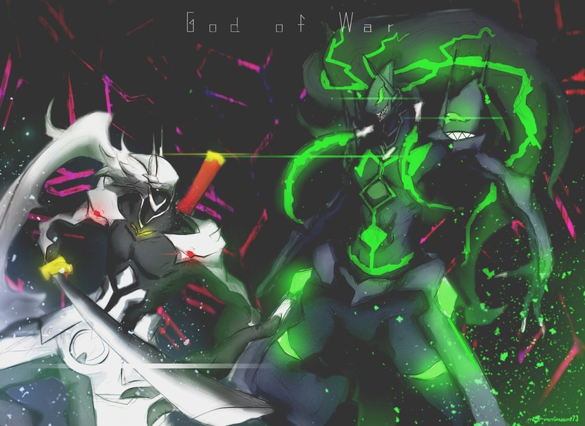 hakumen and susanoo (blazblue and 2 more) drawn by aurostella