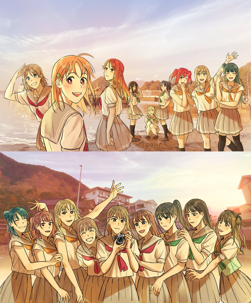 watanabe you, tsushima yoshiko, sakurauchi riko, takami chika, matsuura kanan, and 4 more (love live! and 1 more) drawn by mumuir0315