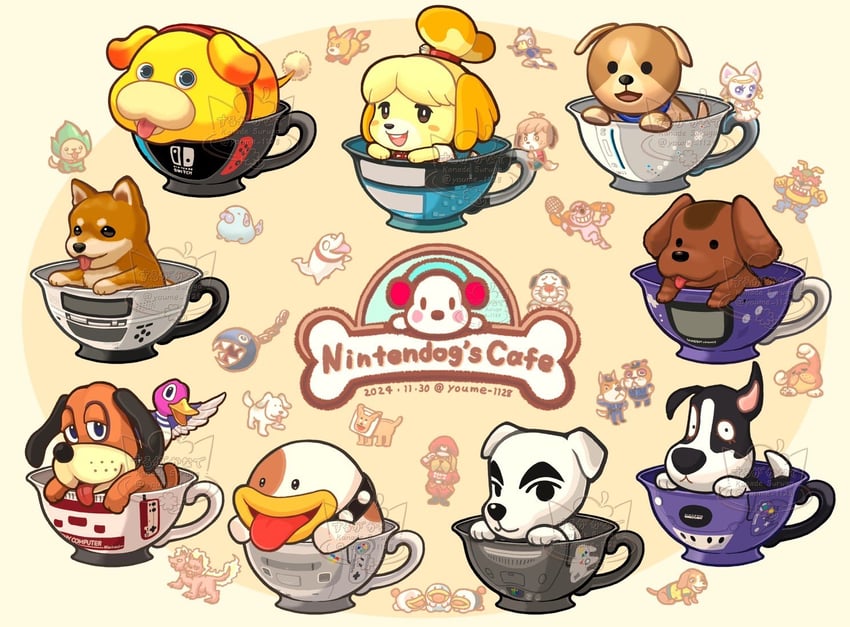 isabelle, chain chomp, oatchi, boney, dog, and 21 more (the legend of zelda and 23 more) drawn by suruga_kanade