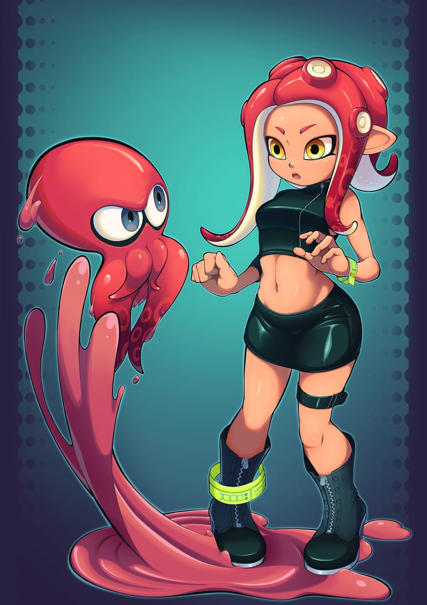 octoling player character, octoling girl, and agent 8 (splatoon and 2 more) drawn by phonixlight