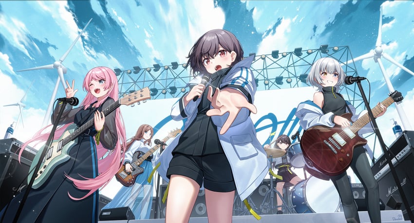 chihaya anon, nagasaki soyo, shiina taki, takamatsu tomori, and kaname raana (bang dream! and 1 more) drawn by dango_remi
