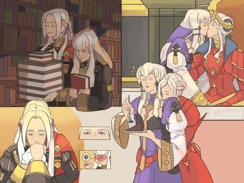 edelgard von hresvelg and lysithea von ordelia (fire emblem and 1 more) drawn by clouvu