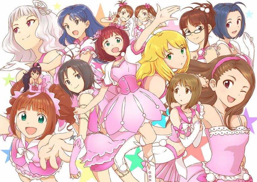 hoshii miki, kisaragi chihaya, amami haruka, kikuchi makoto, shijou takane, and 8 more (idolmaster and 1 more) drawn by dani-ikapi