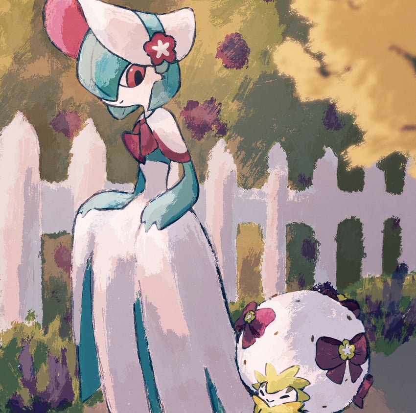 gardevoir and eldegoss (pokemon and 1 more) drawn by unitako_(unitacowow)