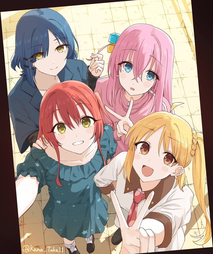 gotoh hitori, kita ikuyo, ijichi nijika, and yamada ryo (bocchi the rock!) drawn by kanaria_hisagi