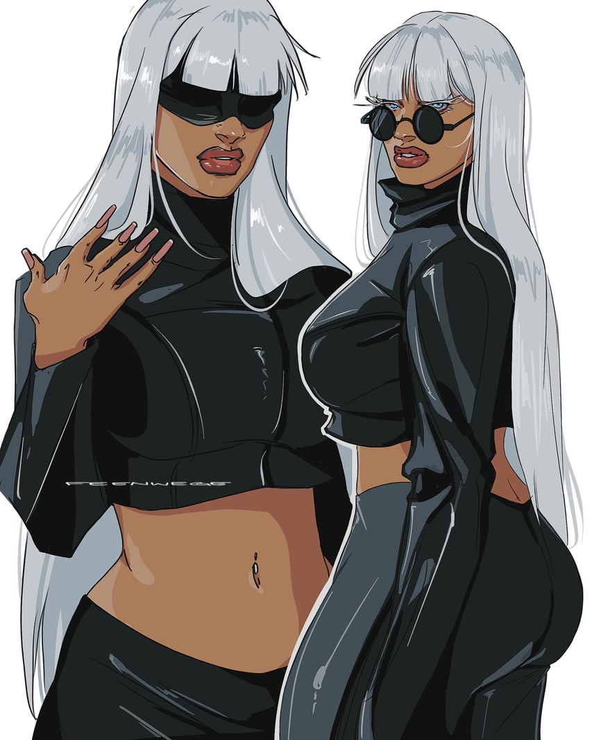 gojou satoru and megan thee stallion (jujutsu kaisen and 1 more) drawn by feenwege