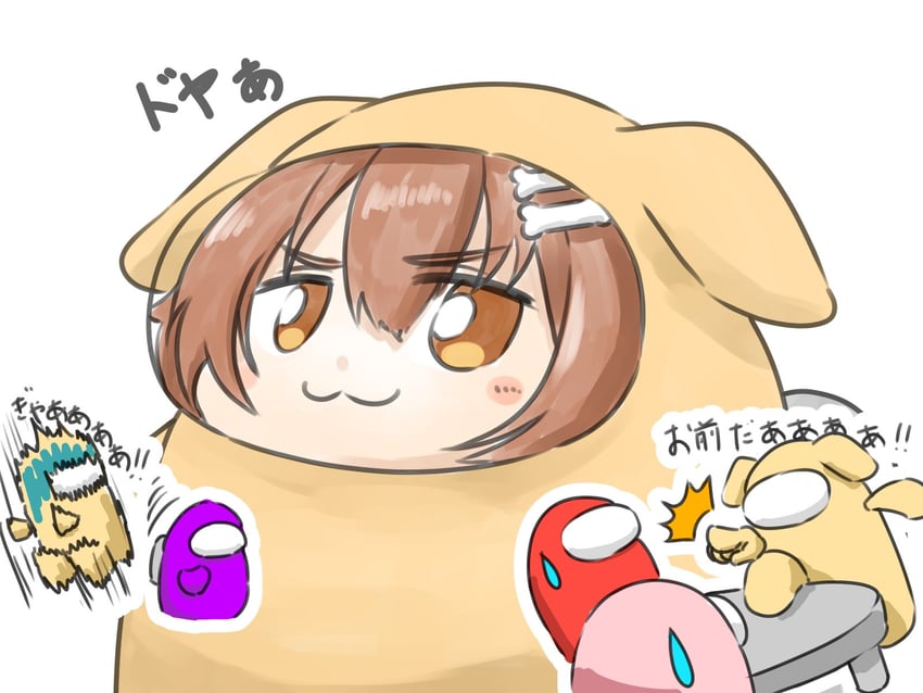 inugami korone, crewmate, red, banana, and rose (hololive and 1 more) drawn by taku7326