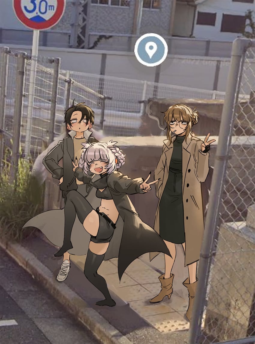 nanakusa nazuna, yamori kou, and uguisu anko (yofukashi no uta) drawn by foolish_potato