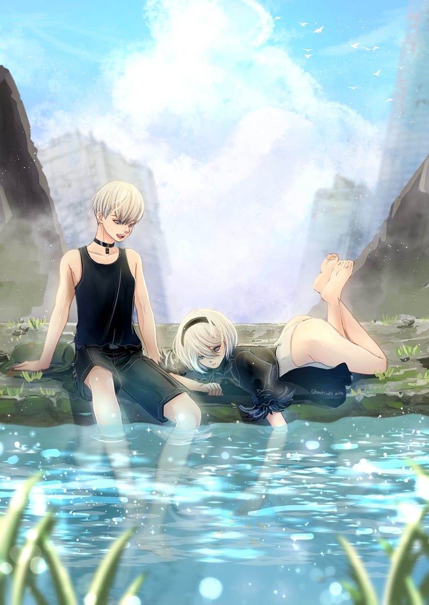 2b and 9s (nier and 1 more) drawn by mitsuki_nite