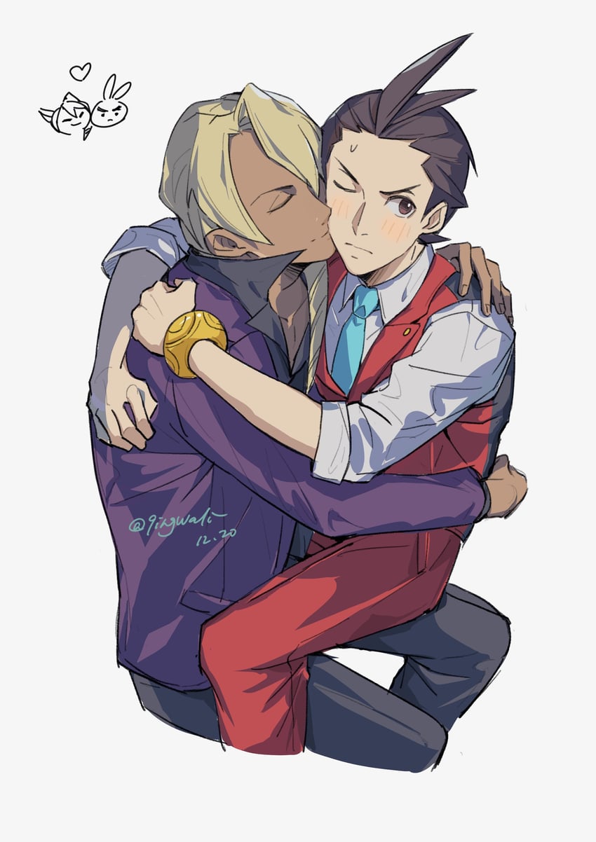 apollo justice and klavier gavin (ace attorney) drawn by kaeru_(qingwali)
