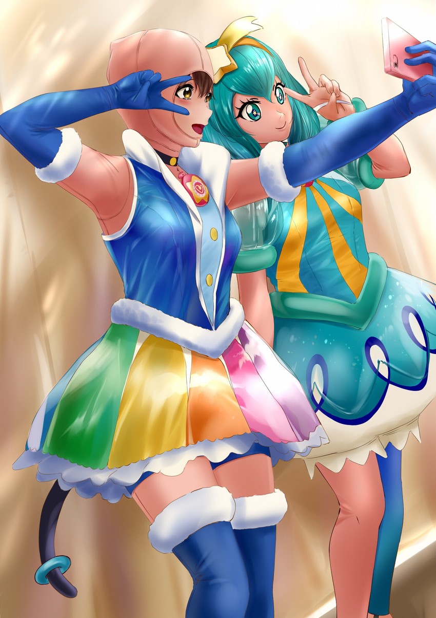 cure milky and cure cosmo (precure and 1 more) drawn by anigurum
