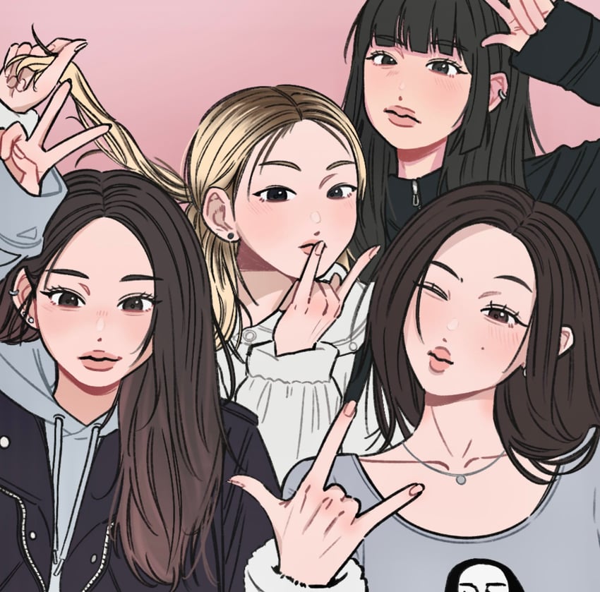haneul, belle, natty, and julie (real life and 1 more) drawn by tangchi_suputhipong