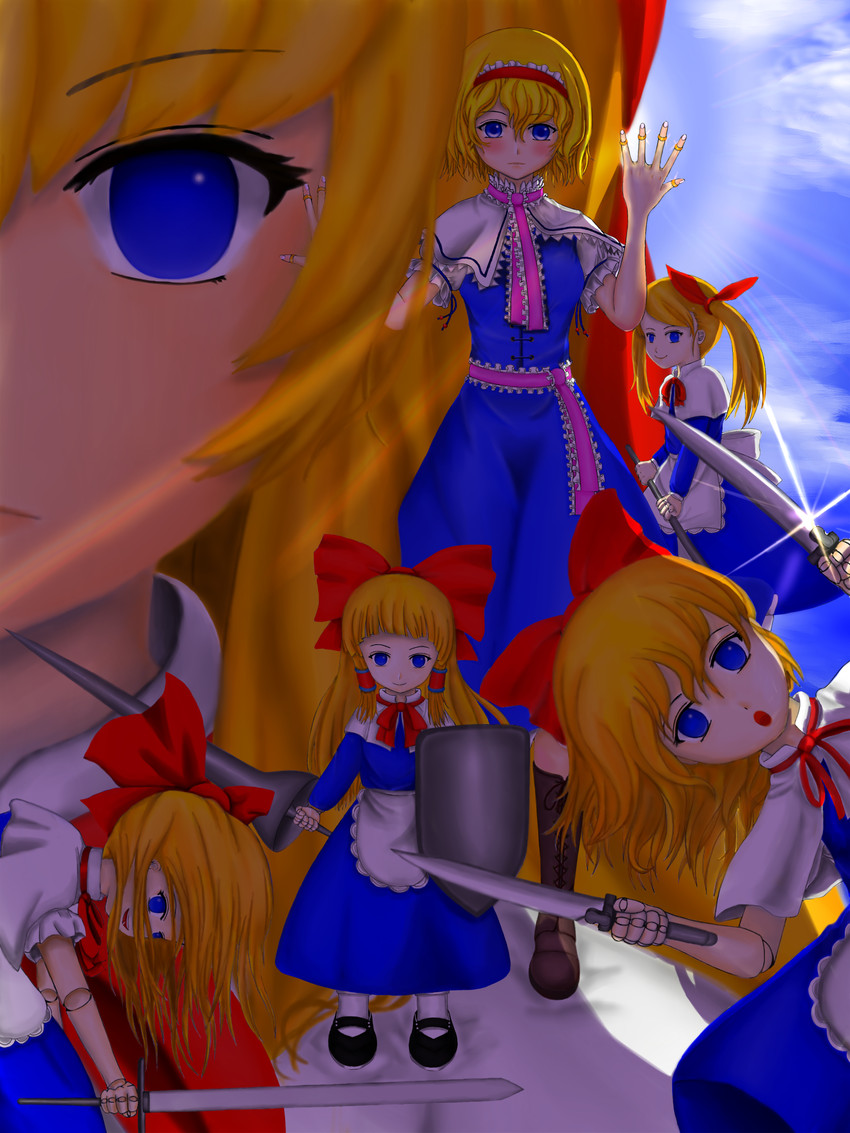 alice margatroid, shanghai doll, and goliath doll (touhou) drawn by redoredo_(godprogress)