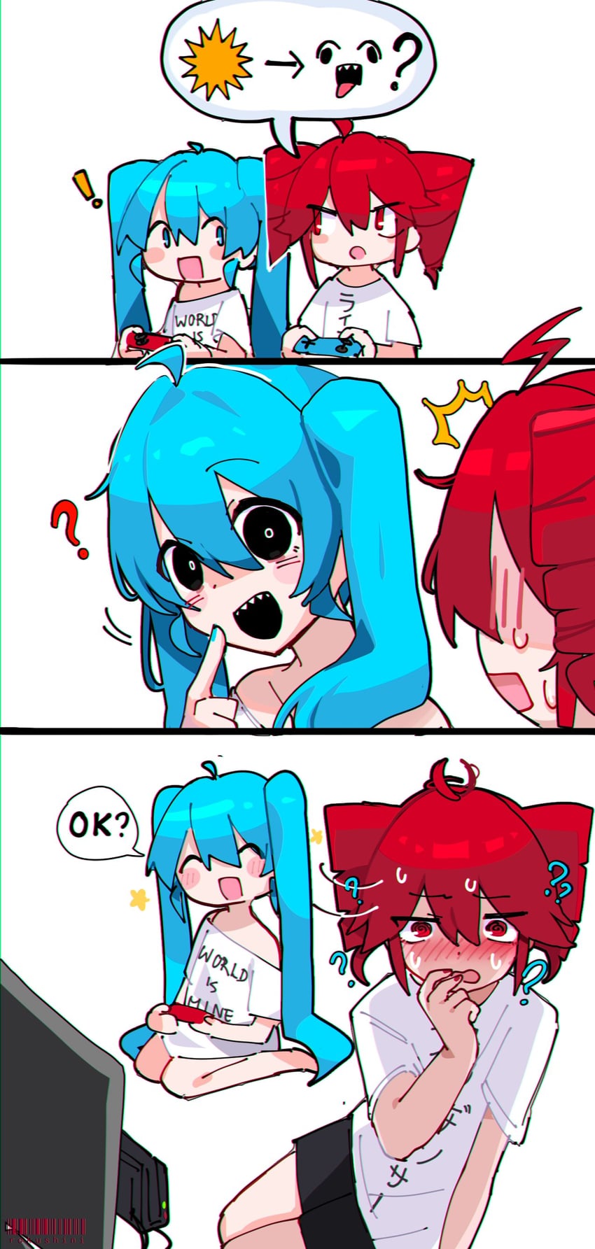 hatsune miku and kasane teto (vocaloid and 2 more) drawn by charu_(rokushini)