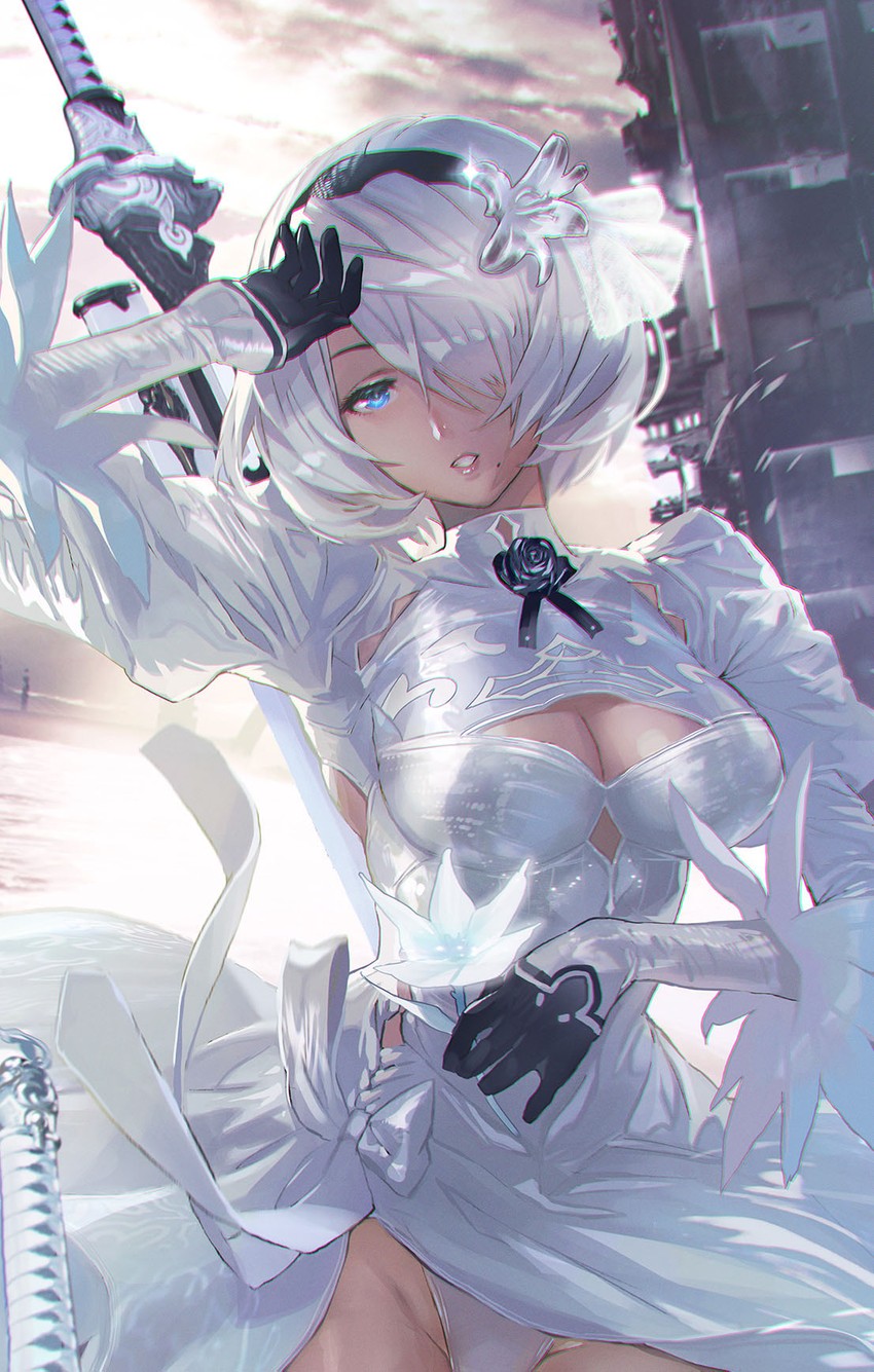 2b (nier and 1 more) drawn by maeshima_shigeki