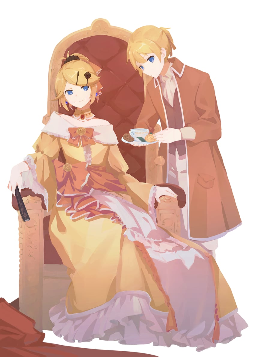 kagamine rin, kagamine len, riliane lucifen d'autriche, and allen avadonia (vocaloid and 1 more) drawn by giwama