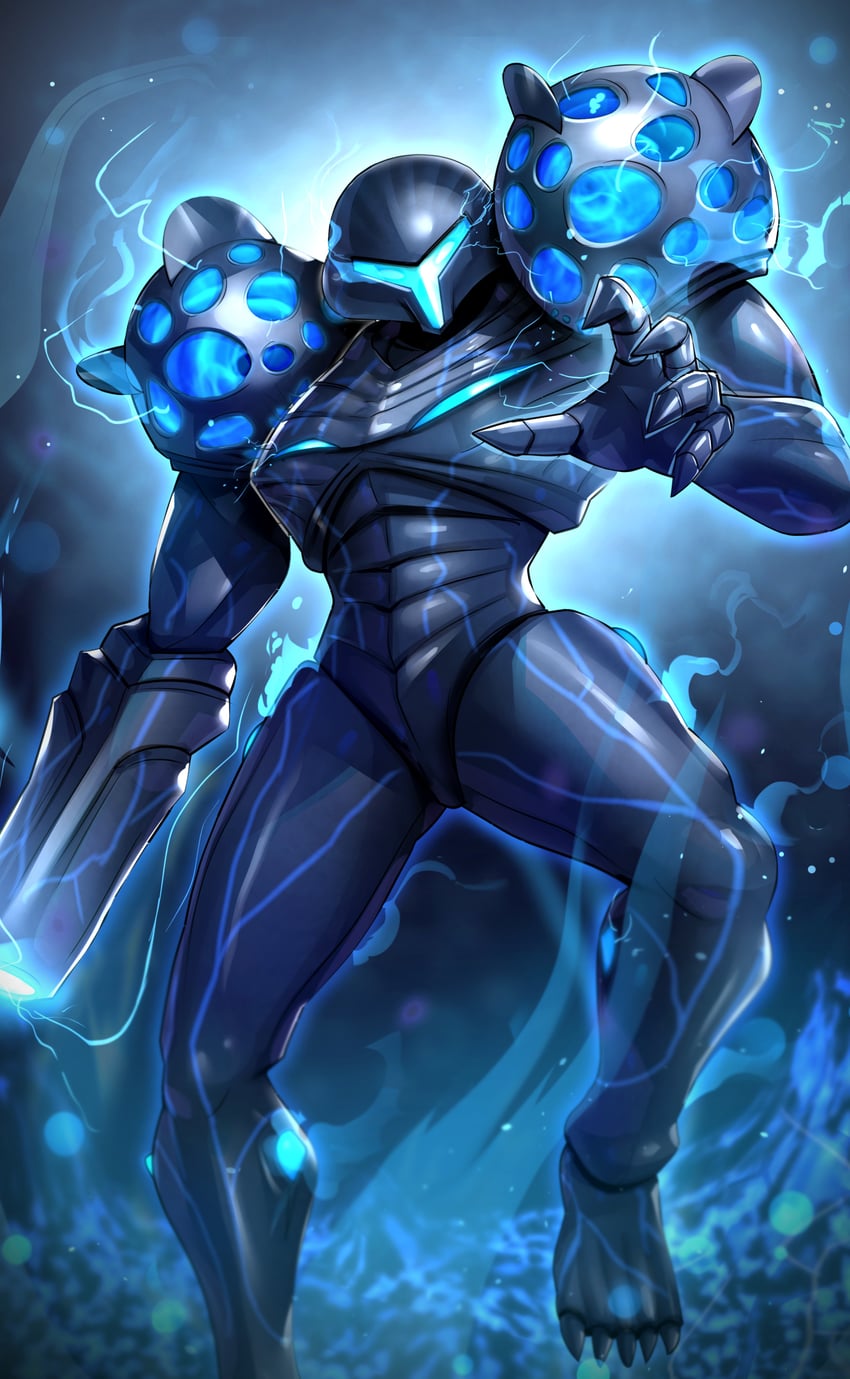 dark samus (metroid and 1 more) drawn by gonzarez