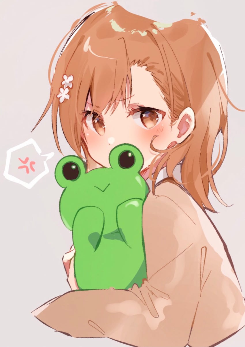 misaka mikoto and gekota (toaru majutsu no index and 1 more) drawn by himaneko.
