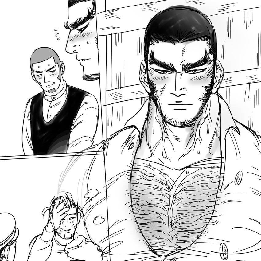 ogata hyakunosuke, tanigaki genjirou, and shiraishi yoshitake (golden kamuy) drawn by wrrmfla