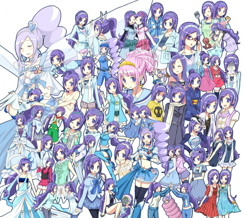 aono miki, cure berry, and kurumi momoka (precure and 2 more) drawn by hagihara_riku