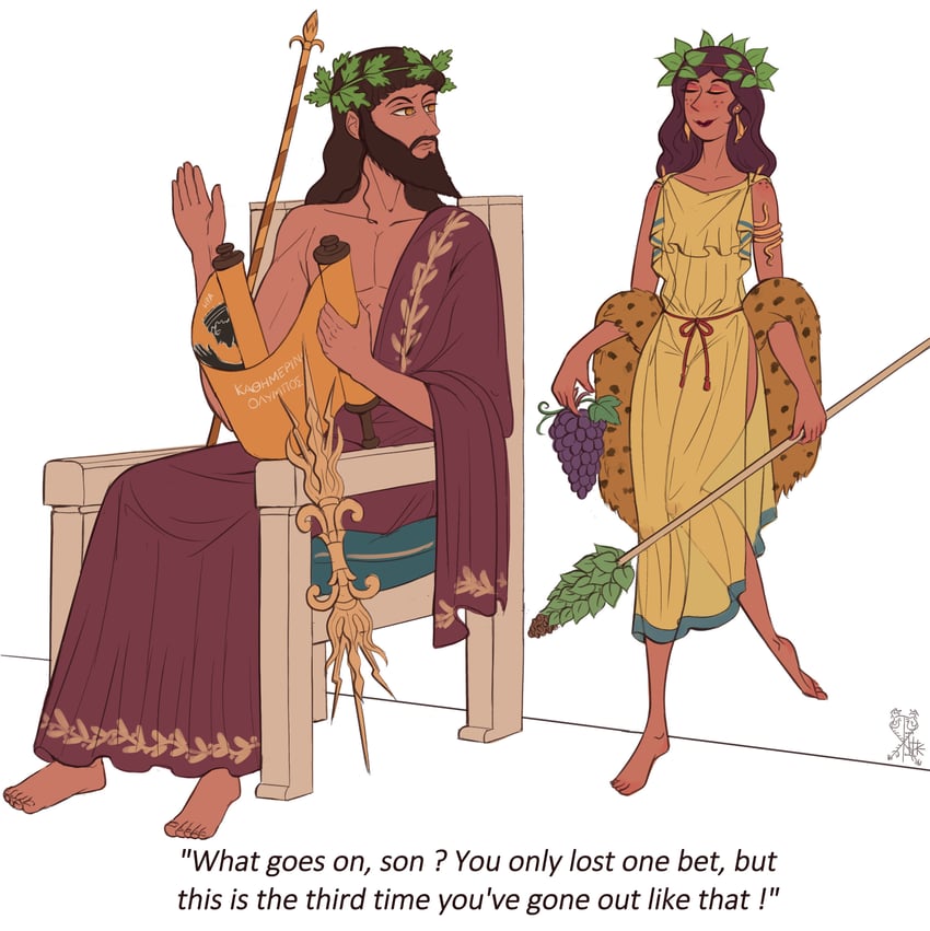 zeus and dionysus (greek mythology and 1 more) drawn by sanstitre2000