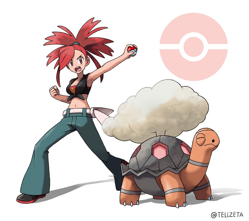 flannery and torkoal (pokemon and 1 more) drawn by tellzeta